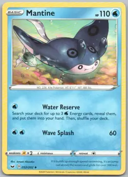 Mantine 052 Sword & Shield Normal Water Pokemon Card NM - Image 1
