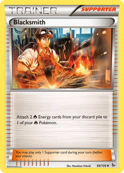 Blacksmith 088 Flashfire Normal Trainer Pokemon Card NM - Image 1