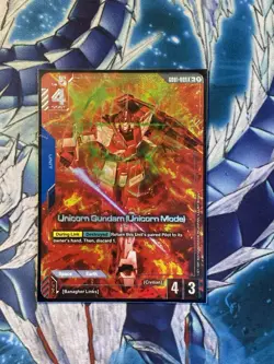 GUNDAM TCG CARD GAME UNICORN GUNDAM (UNICORN MODE) GD01-005 R+ FOIL ENG NEWTYPE - Image 1