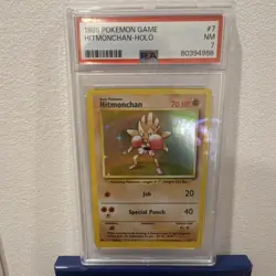 Pokemon TCG Hitmonchan Base Set Holo Rare 7/102 1999 PSA 7 70 HP - Image 1