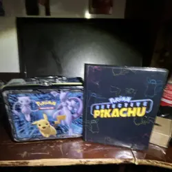 Pokemon Detective Pikachu Tin Lot of 2 Pikachu Mew Mewtwo TCG Storage - Image 1