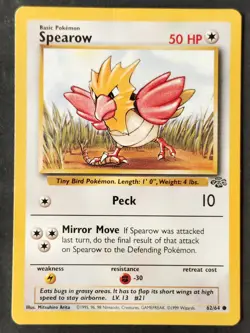 Spearow 62/64 ✰Vintage✰ Jungle Set Regular, WOTC Pokemon 1999 •MP/LP - Image 1