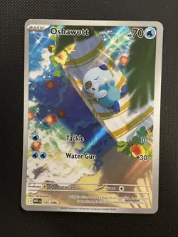 Oshawott Illustration Rare Water Holo SV White Flare #105/086 Pokemon TCG - Image 1