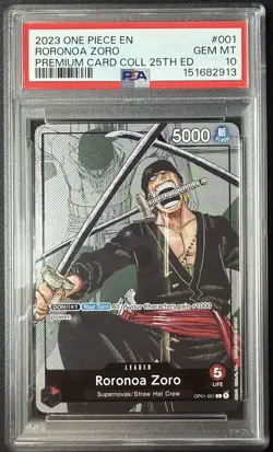 2023 Roronoa Zoro OP01-001 PREMIUM CARD COLLECTION 25TH EDITION EN PSA 10 - Image 1