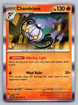 Chandelure 038/167 Rare Twilight Masquerade Pokemon Holo Near Mint - Image 1