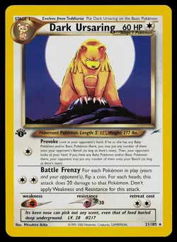 Pokemon Card - Dark Ursaring 1st Edition Neo Destiny 21/105 Rare - Image 1