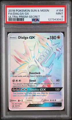 2018 POKEMON SUN & MOON ULTRA PRISM SECRET #164 FULL ART/DIALGA GX PSA 9 - Image 1