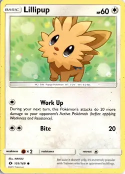 Lillipup 103/149 SM Base Set Pokemon Card TCG - Image 1