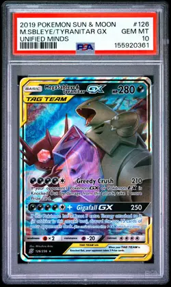 2019 POKEMON SUN & MOON UNIFIED MINDS #126 MEGA SABLEYE & TYRANITAR GX PSA 10 - Image 1