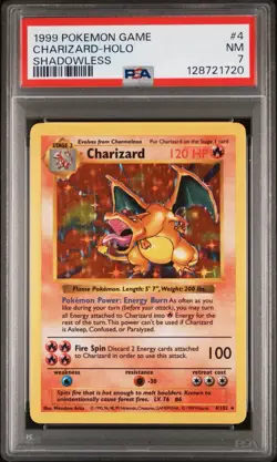 Charizard Shadowless Holo PSA 7 – 1999 Base Set #4 – New Cert WOTC Pokemon - Image 1