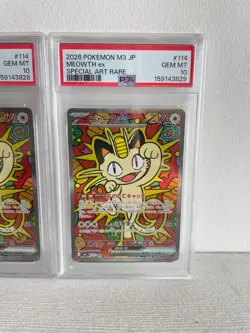 PSA 10 Meowth ex SAR 114/080 Sequential Set of 3 Japanese Pokemon Card M3 - Image 4