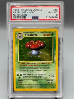 1999 Pokemon Jungle #15 Vileplume No Symbol Error Holo Card GRADED PSA 8 NM-MT - Image 1