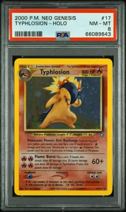 Typhlosion Holo 17/111 Neo Genesis Pokemon PSA 8 - Image 1