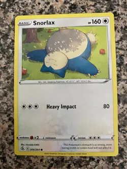 Snorlax 206/264 Rare | SWSH: Fusion Strike | Pokemon Card - Image 1