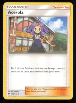ACEROLA 112/147 OKEMON CARD ENGLISH SM BURNING SHADOWS TRAINER NM - Image 1