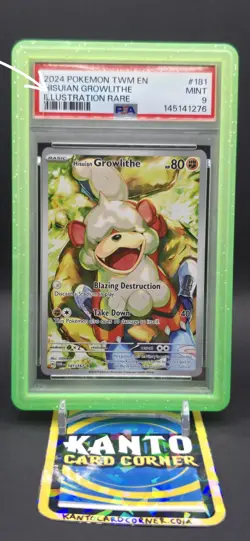 Pokemon TCG Hisuian Growlithe Illustration Rare Card 181/167 PSA 9 Crack - Image 1