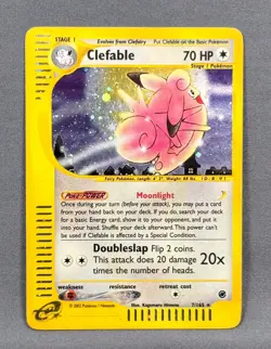 MP Clefable 7/165 Holo Rare Expedition Base Set Pokemon 2002 Kagemaru Himeno - Image 1