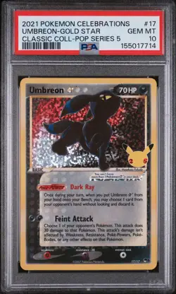 2021 POKEMON CELEBRATIONS CLASSIC COLLECTION #17 UMBREON-GOLD STAR PSA 10 - Image 1