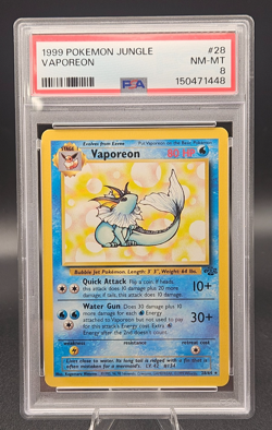 1999 POKEMON JUNGLE #28 VAPOREON PSA 8 NM-MINT - Image 1