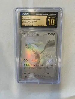 CGC Pristine 10 Pokemon Reshiram ex Japanese White Flare BW-Holo - Image 1