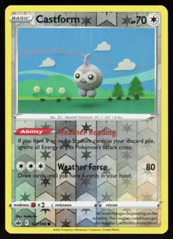 Castform 121/198 Common Chilling Reign Pokemon Reverse Holo Lightly Played - Image 1