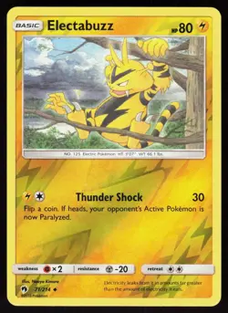 Electabuzz 71/214 Uncommon Lost Thunder Pokemon Reverse Holo Lightly Played - Image 1