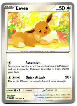 Eevee 135/167 - Twilight Masquerade Common Pokemon TCG - M/LP Card - Image 1