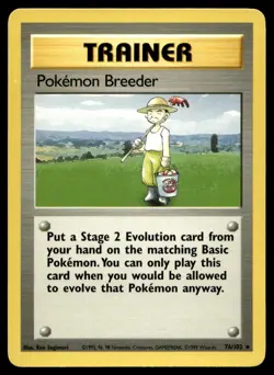 Pokemon Breeder 76/102 Pokemon Card Base Set Rare Trainer Lightly Played J66 - Image 1