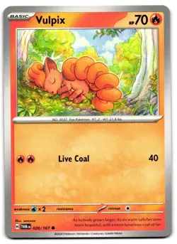 Vulpix 026/167 - 🌊 Twilight Masquerade Common Pokemon TCG 🖤 - LP - Image 1