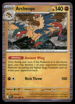 Archeops 051/086 Holo Rare White Flare Pokemon Holo Near Mint - Image 1
