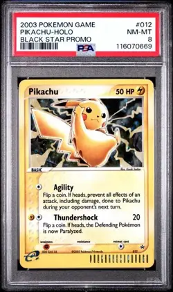 2003 Pokemon Game Pikachu Holo Black Star Promo #012 PSA 8 New Cert - Image 1