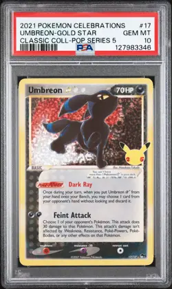 2021 POKEMON CELEBRATIONS CLASSIC COLL #17 UMBREON-GOLD STAR PSA 10 - Image 1