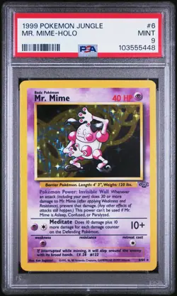 1999 POKEMON JUNGLE #6 MR. MIME-HOLO PSA 9 - Image 1