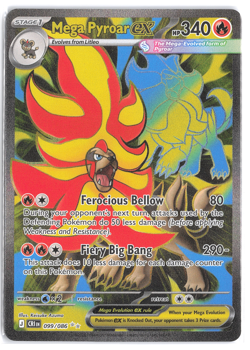 Mega Pyroar ex 099/086 Ultra Rare ME04: Chaos Rising Pokemon Near Mint - Image 1