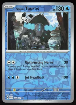 Paldean Tauros 039/191 Uncommon Surging Sparks Pokemon Reverse Holo Near Mint - Image 1