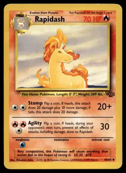 Rapidash 44/64 Pokemon Card Jungle Uncommon 70 HP Lightly Played G10 - Image 1