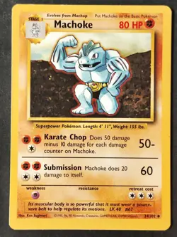 Machoke 034/102 ✰Vintage✰ Base Set Regular, WOTC Pokemon •LP - Image 1