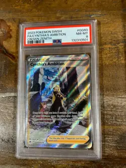 POKEMON 2023 Crown Zenith Full Art Trainer CYNTHIA'S AMBITION #GG60 PSA 8 RARE 3 - Image 1