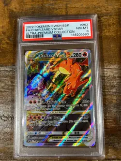 POKEMON 2022 Ultra Prem Collection Promo Full Art CHARIZARD Vstar #262 PSA 8 - Image 1