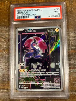 POKEMON 2023 Scarlet Violet ETB Promo Full Art MIRAIDON #013 PSA 9 Mint RARE 3 - Image 1