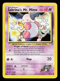 Sabrina's Mr. Mime 94/132 Common Gym Heroes Pokemon Card - Image 1