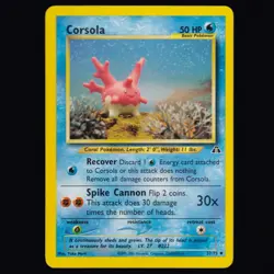 Corsola 37/75 Neo Discovery Uncommon Yuka Morii Pokemon TCG LP - Image 1