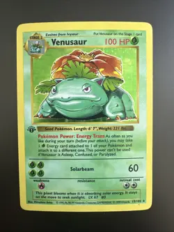 Pokemon Base Set Holo 1999 Venusaur Holograph 1st Edition Shadowless LP - Image 1