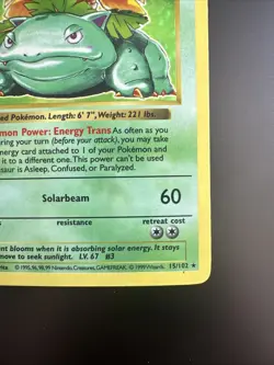 Pokemon Base Set Holo 1999 Venusaur Holograph 1st Edition Shadowless LP - Image 5