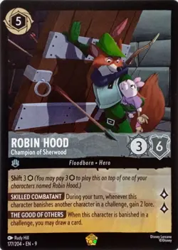 177/204 ROBIN HOOD CHAMPION OF SHERWOOD EN9 LEGENDARY DISNEY LORCANA CARD - Image 1
