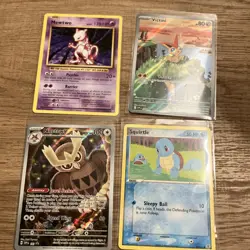 Pokemon Lot 4 Cards English Mewtwo Victini Squirtle Noctowl - Image 1
