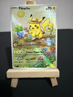 Pikachu Oddish Bellsprout Gardening Pokemon Card CUSTOM - Image 1