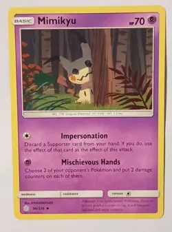 POKEMON MIMIKYU CARD 96/236 IN GOOD CONDITION 2019 - Image 1