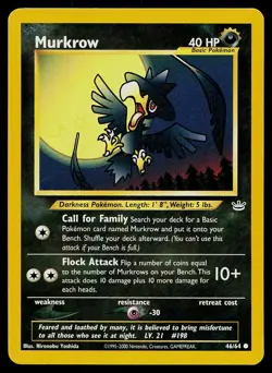 Pokemon Card Neo Revelation Murkrow 46/64 Common - Image 1
