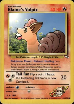 Pokemon Gym Heroes #065/132 Blaine's Vulpix Common Moderately played - Image 1